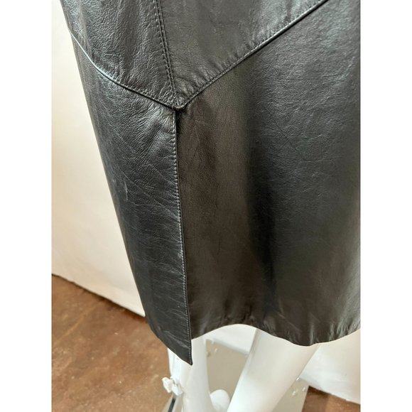 Avanti Black Leather Coat Sz Medium Knee Length - Picture 12 of 16